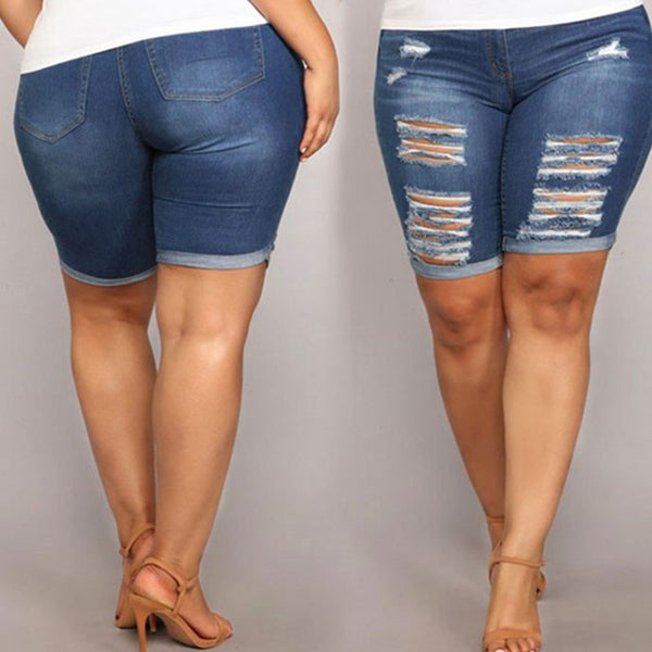 Summer Fat Women Jeans Plus Size Ripped Ladies Pants